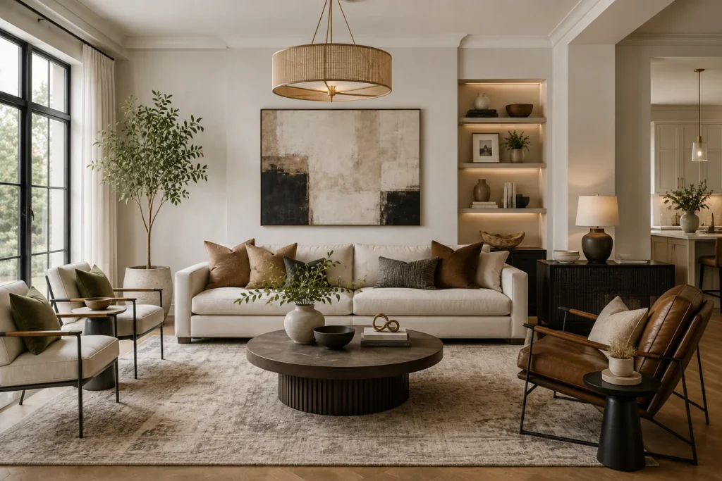 Modern earth toned living room