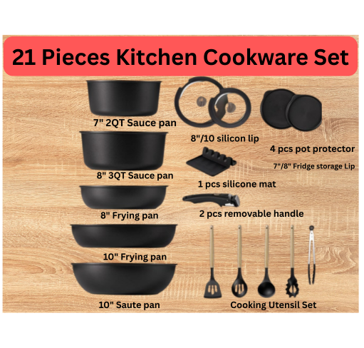 21 pieces Non Stick RV Pots and Pans for Kitchen