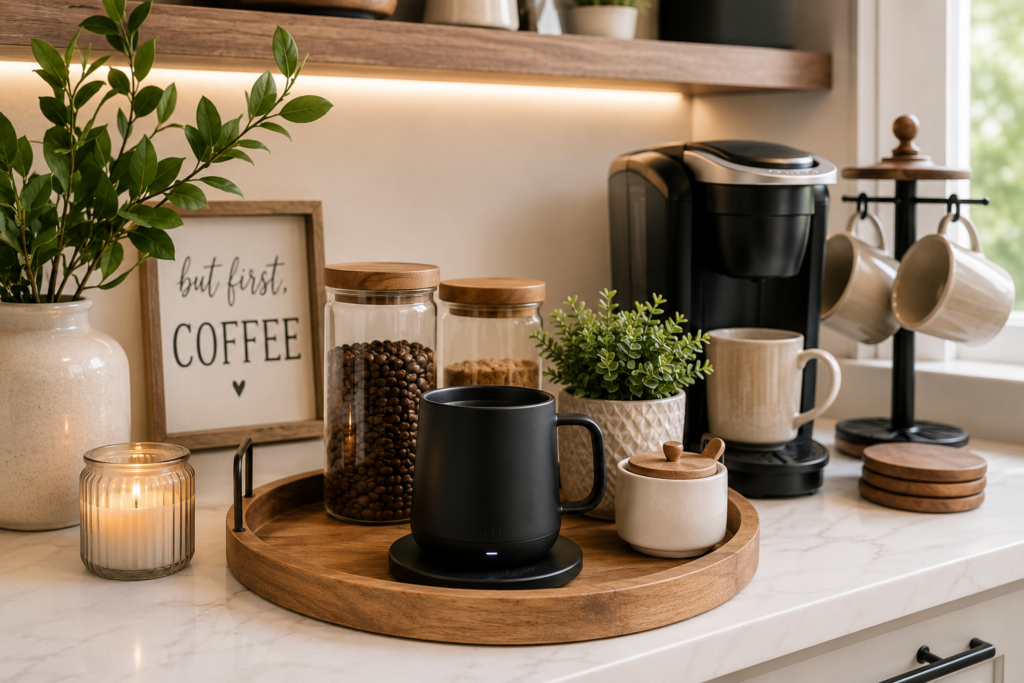How Smart Self-Heating Mugs Enhance Modern Kitchen Decor modern coffee corner