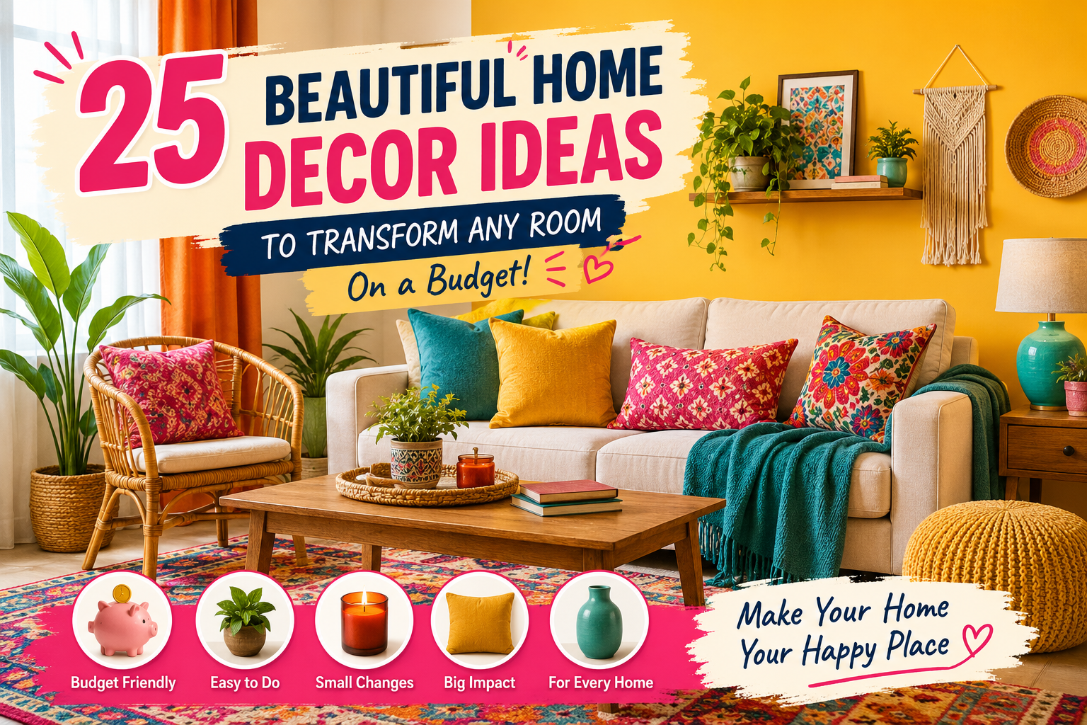 25 Easy Ways to Create a Beautiful Home on a Budget Beautiful home decor ideas