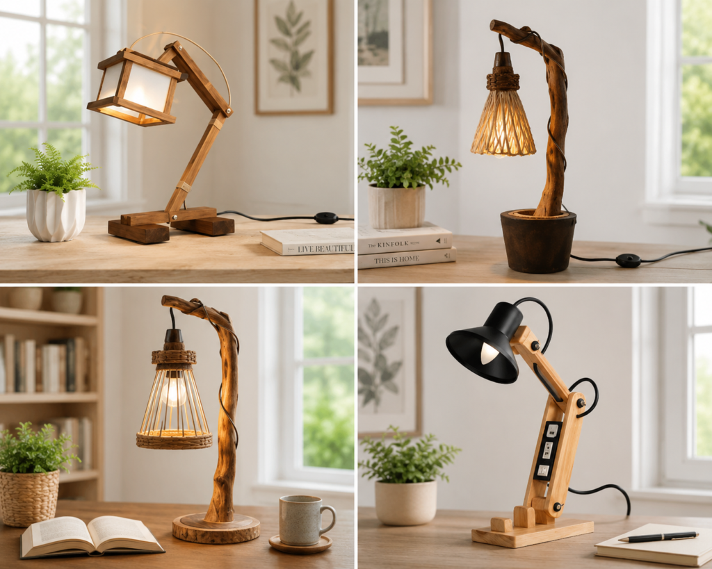 Vintage Desk Lamp Ideas for Timeless Home Decor (2026) Rustic Wooden Vintage Desk Lamp Ideas