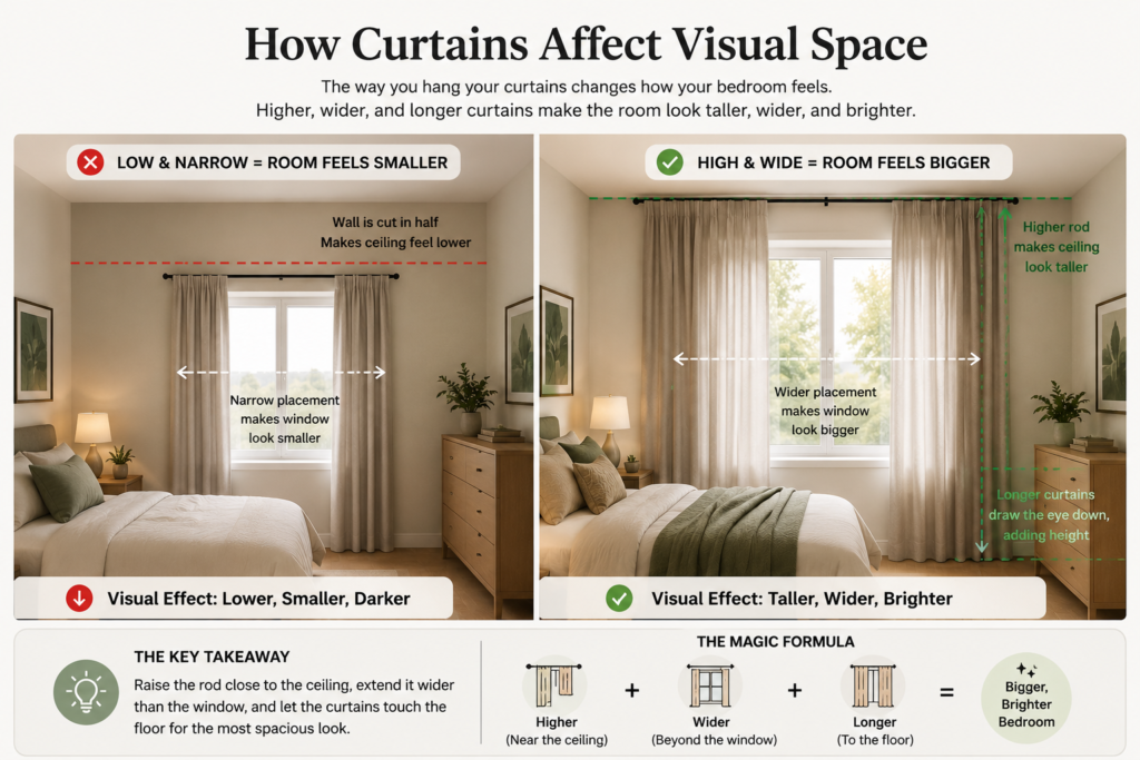Small Bedroom Curtain Ideas 2026 Make Tiny Bedrooms Feel Bigger and Brighter