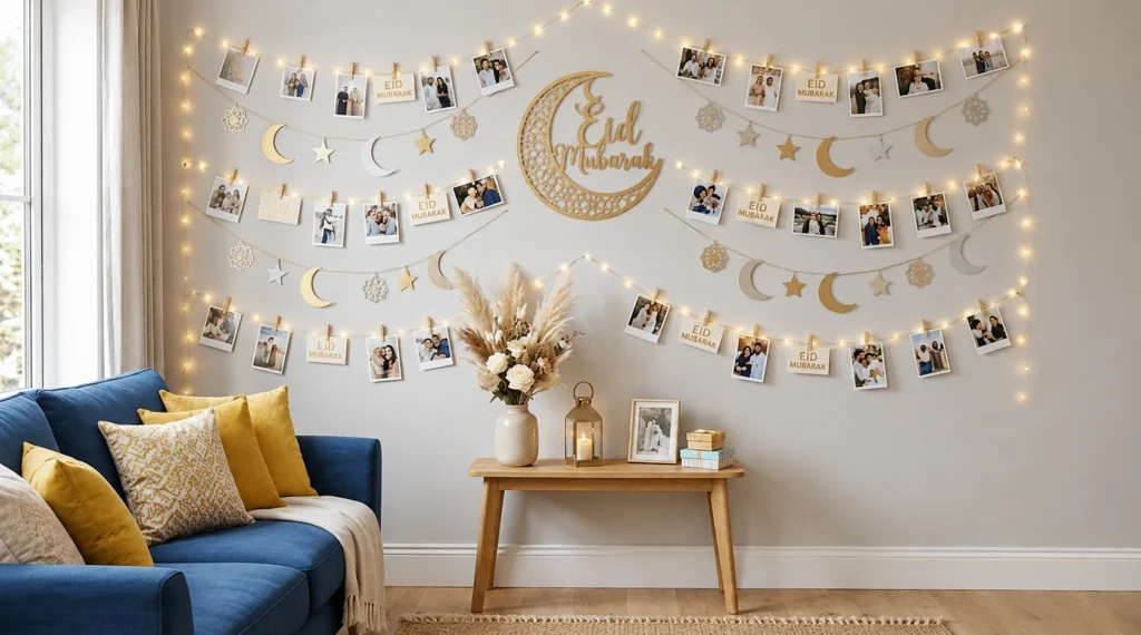 Best Home Decor Ideas for Eid to Create a Warm Festive Look Decorate Walls With Banners and Memories