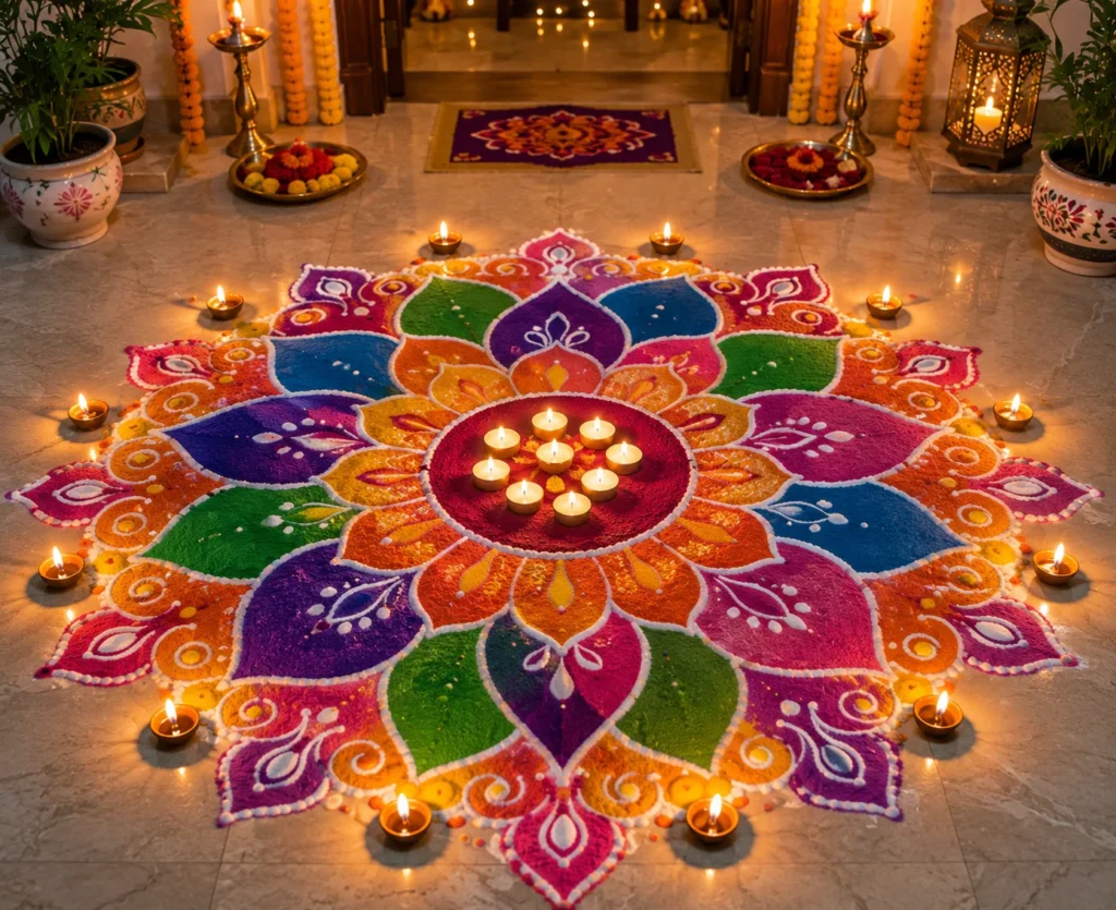 Diwali celebration with  rangoli
