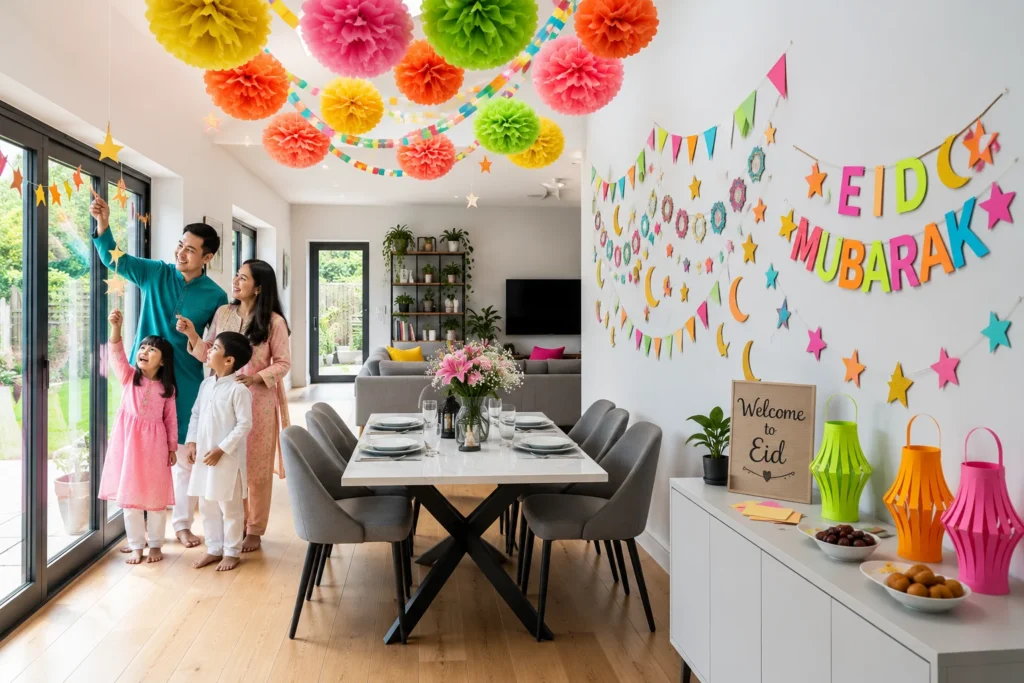 Best Home Decor Ideas for Eid to Create a Warm Festive Look Eid celebrations in a bright home