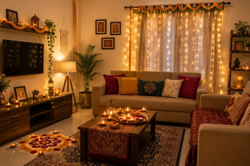 Festive Diwali-inspired living room decor