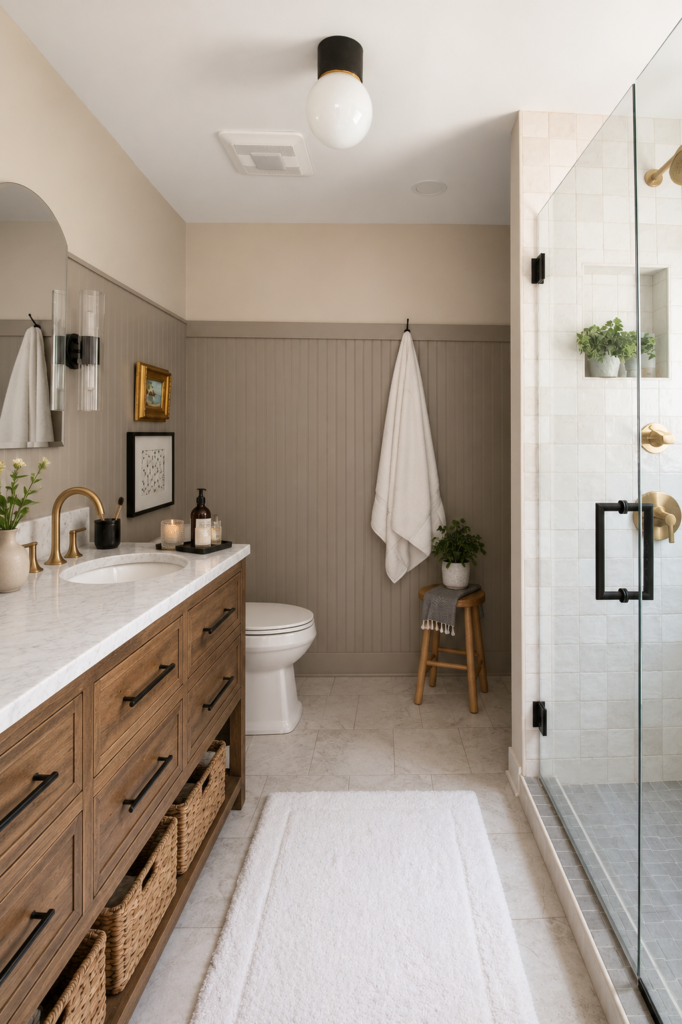 Bathroom Decor Ideas That Actually Work: My Go To Accessories and Styling Formula Modern farmhouse bathroom