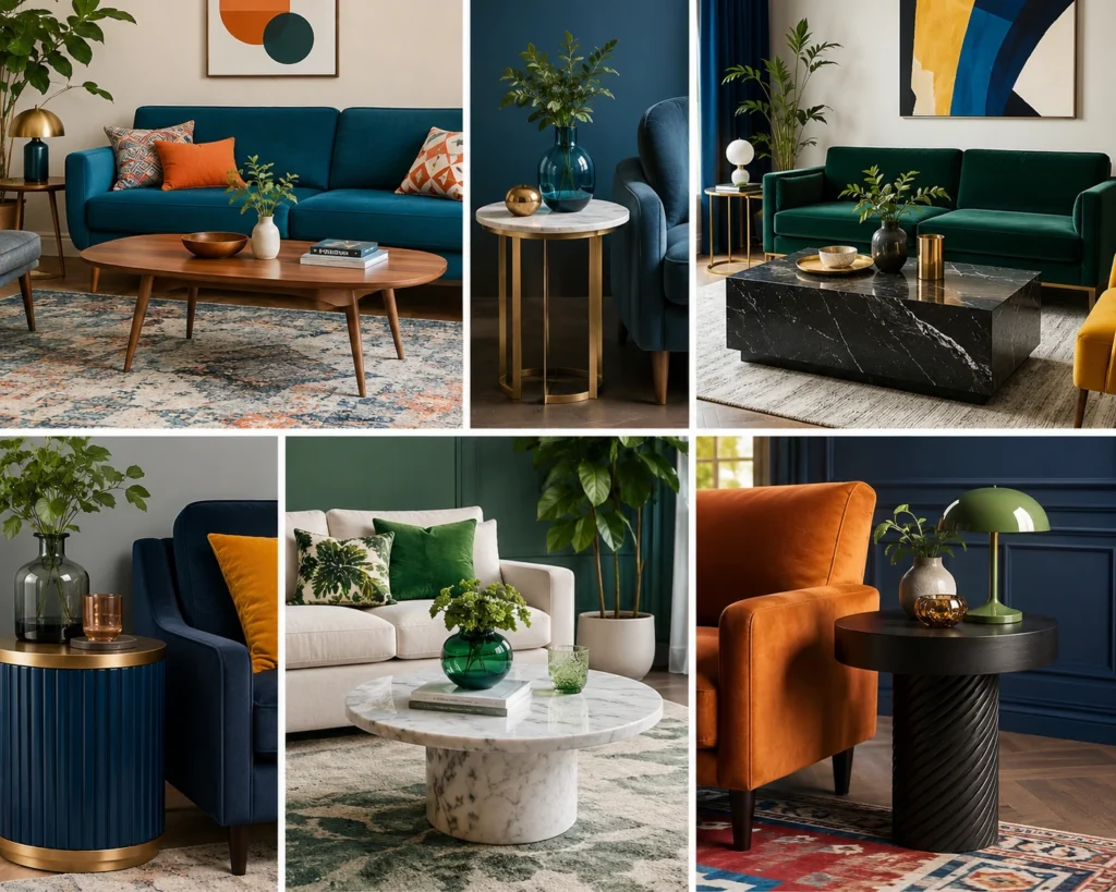 Modern living room vignette collage