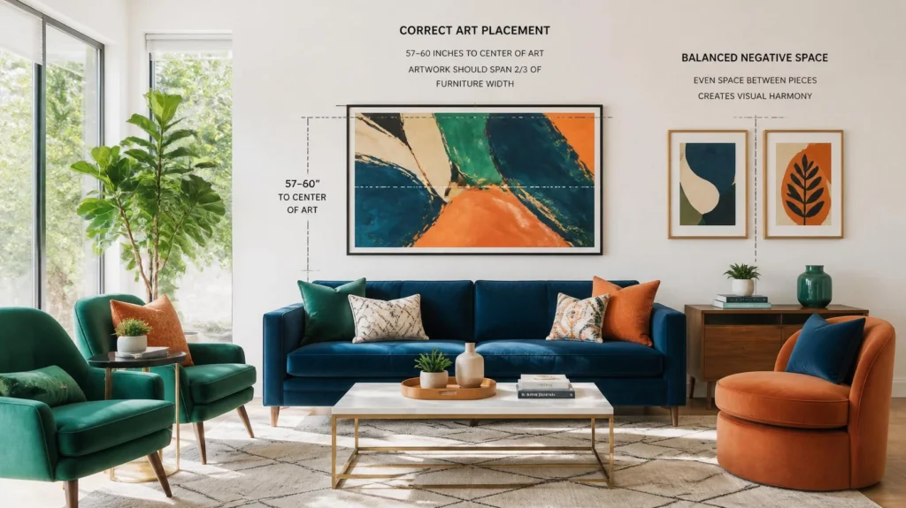 Living Room Wall Décor Ideas and Tips for Your Home Modern Living Room with Bright Wall Art