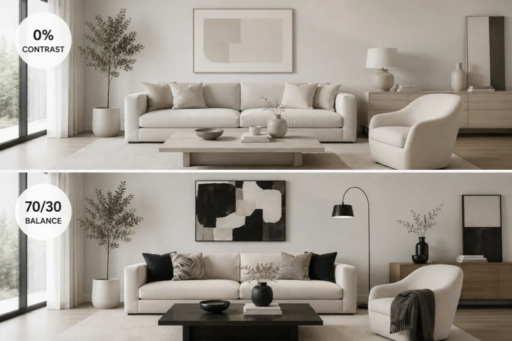 70/30 Contrast in Living Room Design
