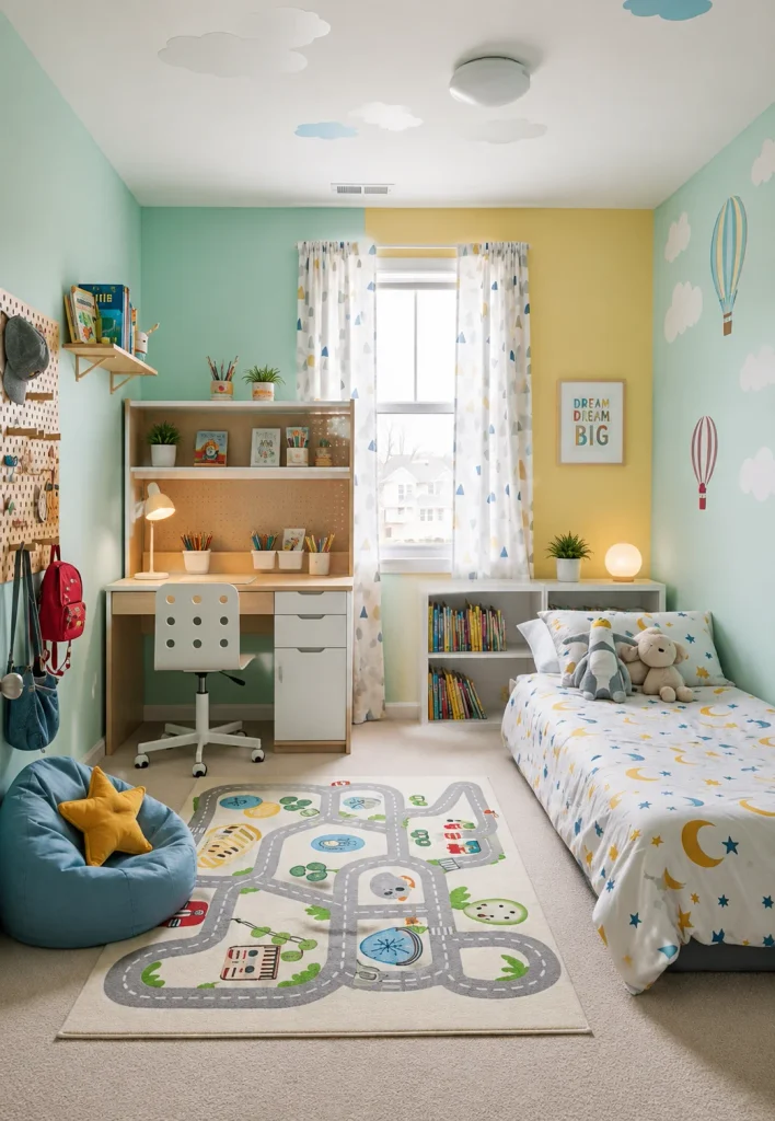Kids Bedroom Decor Ideas That Are Fun, Stylish & Practical Bright Mint and Yellow Kids Bedroom