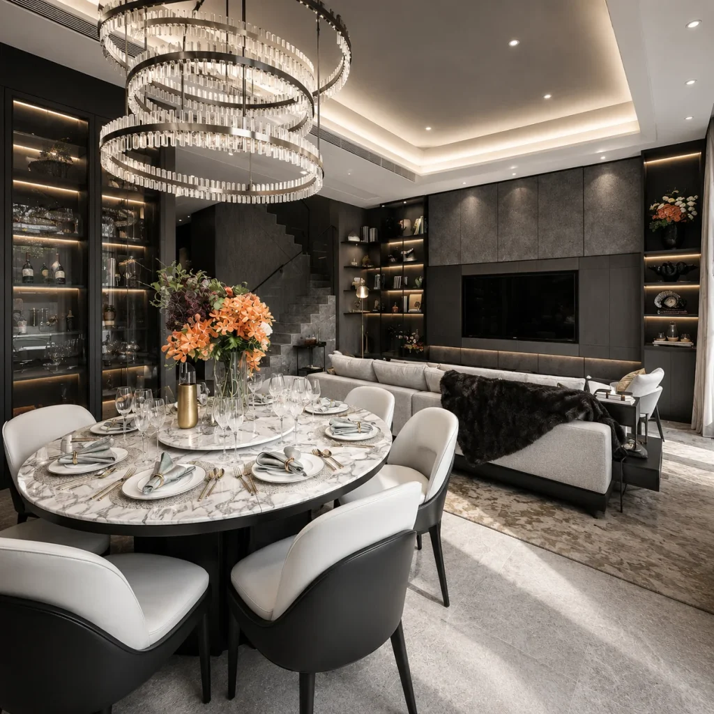Dining Room Decor Ideas for a Space People Actually Want to Sit In Elegant Modern Dining and Living Interior