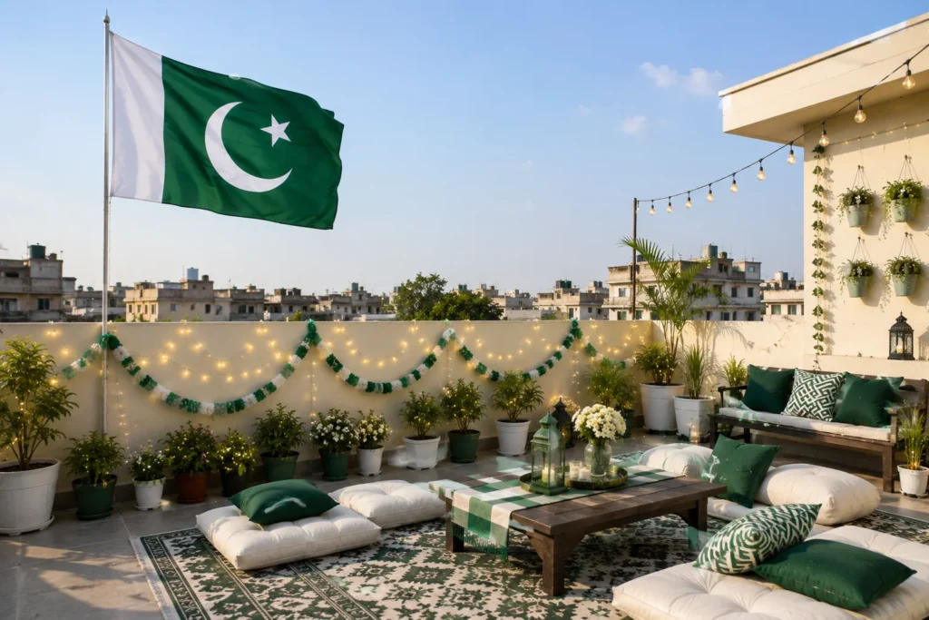 Pakistan Independence Day Decor Ideas to Make Your Home Shine From Outside Festive Pakistani Rooftop Terrace