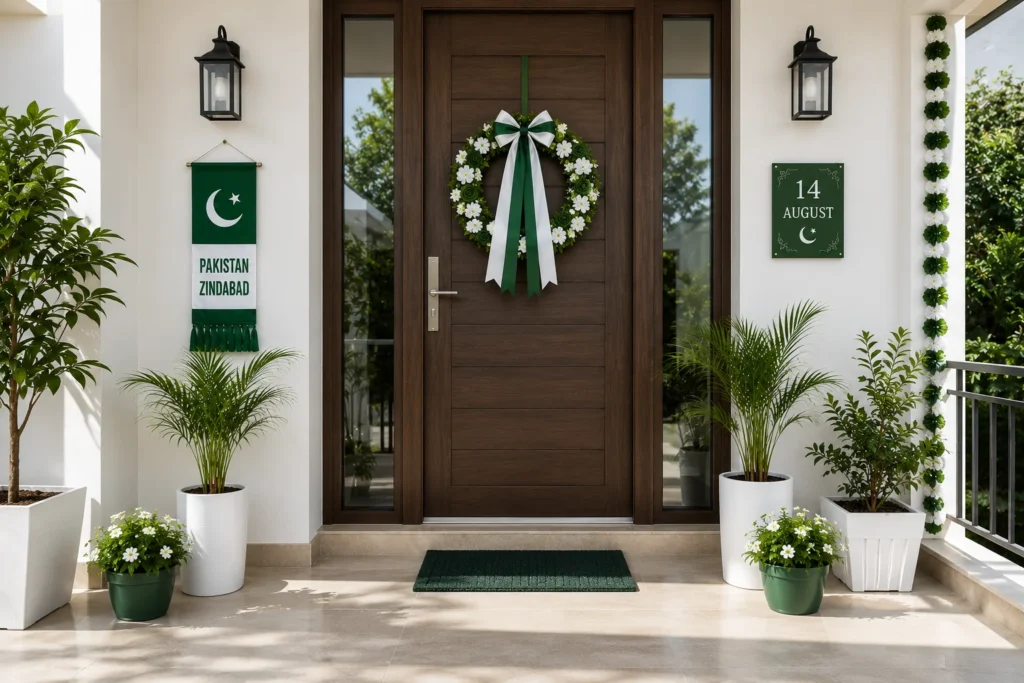 Pakistan Independence Day Decor Ideas to Make Your Home Shine From Outside Green and White Independence Day Entrance
