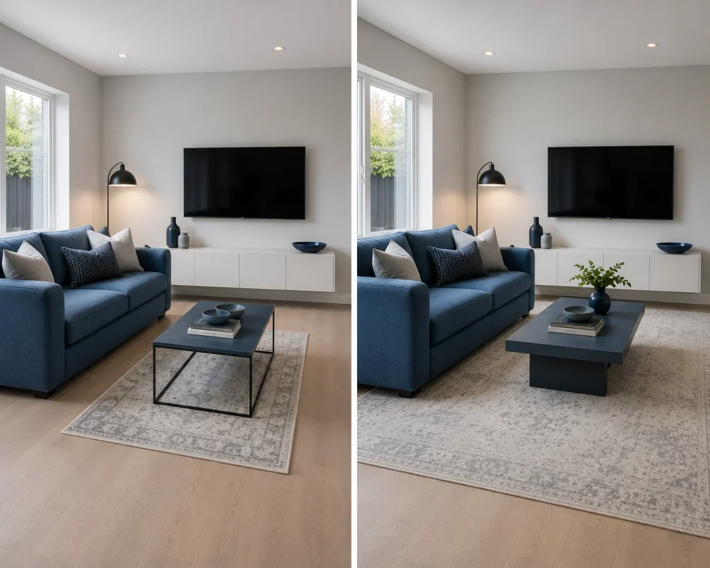 Living Room Rug Scale Comparison