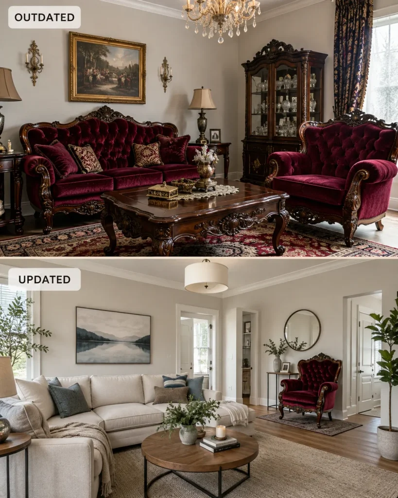 Outdated to Updated Living Room Makeover