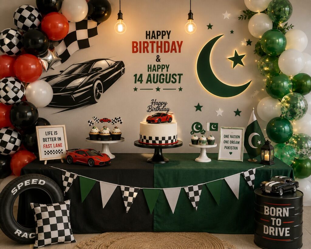 Racing Birthday and Pakistan Day Theme.