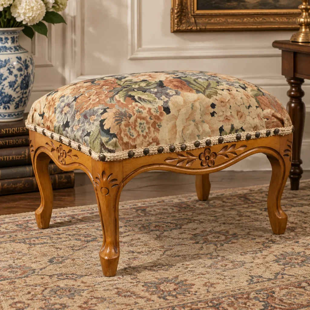 The Antiques Designers Are Buying Right Now Before Prices Climb Antique Tapestry Stool