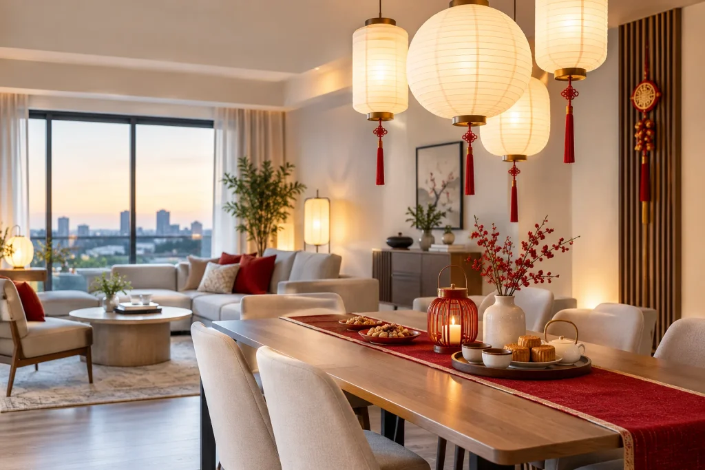 15 Mid-Autumn Festival Home Decor Ideas for a Cozy Moon Celebration Elegant Mid-Autumn Lantern Dining Room