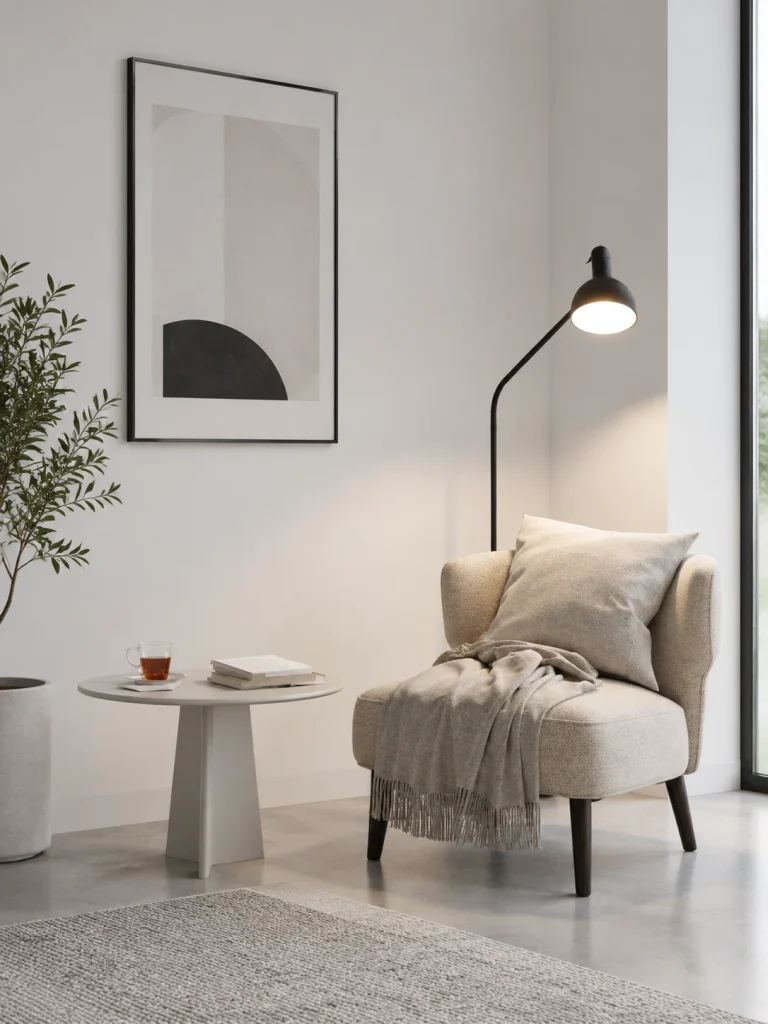 Best Reading Lamps for Every Room in Your Home Minimalist Scandinavian Reading Nook 768x1024 1