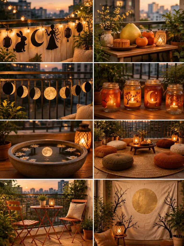 Mid-Autumn Festival Balcony Decor Ideas for Moon Viewing Night Moonlit Mid-Autumn Balcony decor