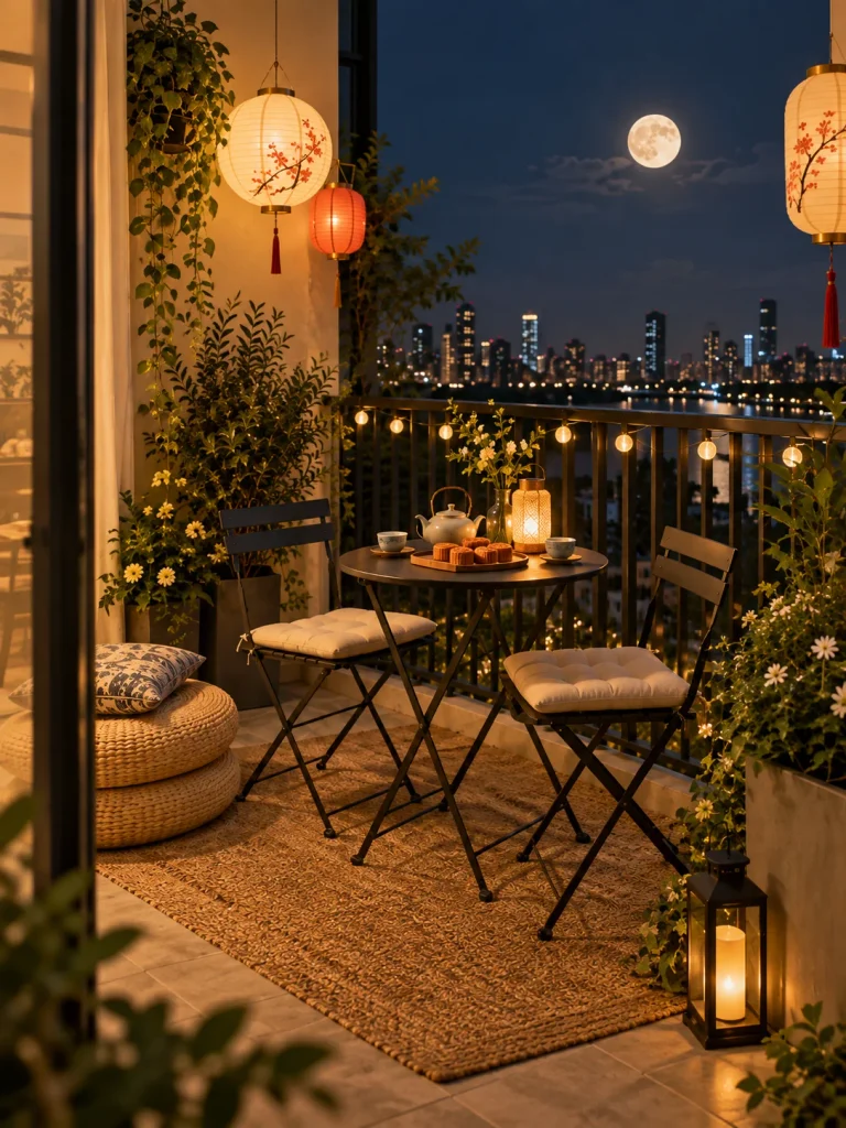 Mid-Autumn Festival Balcony Decor Ideas for Moon Viewing Night Moonlit Mid-Autumn Festival Decor