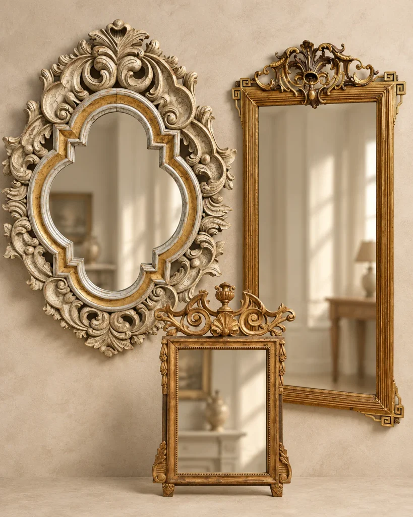 The Antiques Designers Are Buying Right Now Before Prices Climb Ornate Antique Mirrors Timeless Antique Decor Pieces
