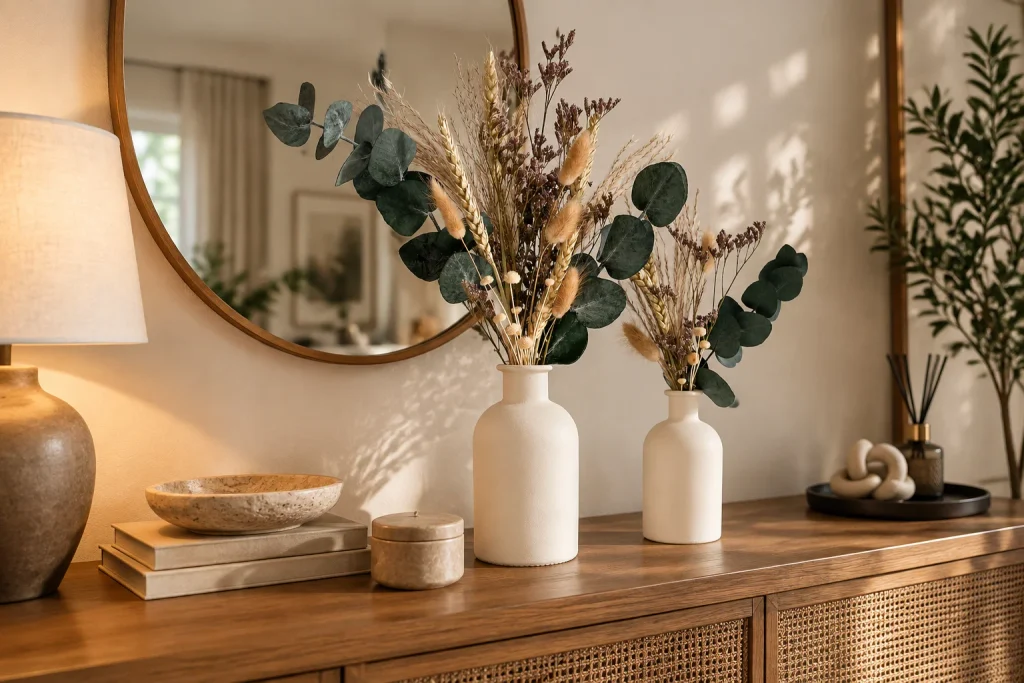 Fall Decor Ideas That Are Actually Overrated (And What to Try Instead) Scandinavian Console Vignette