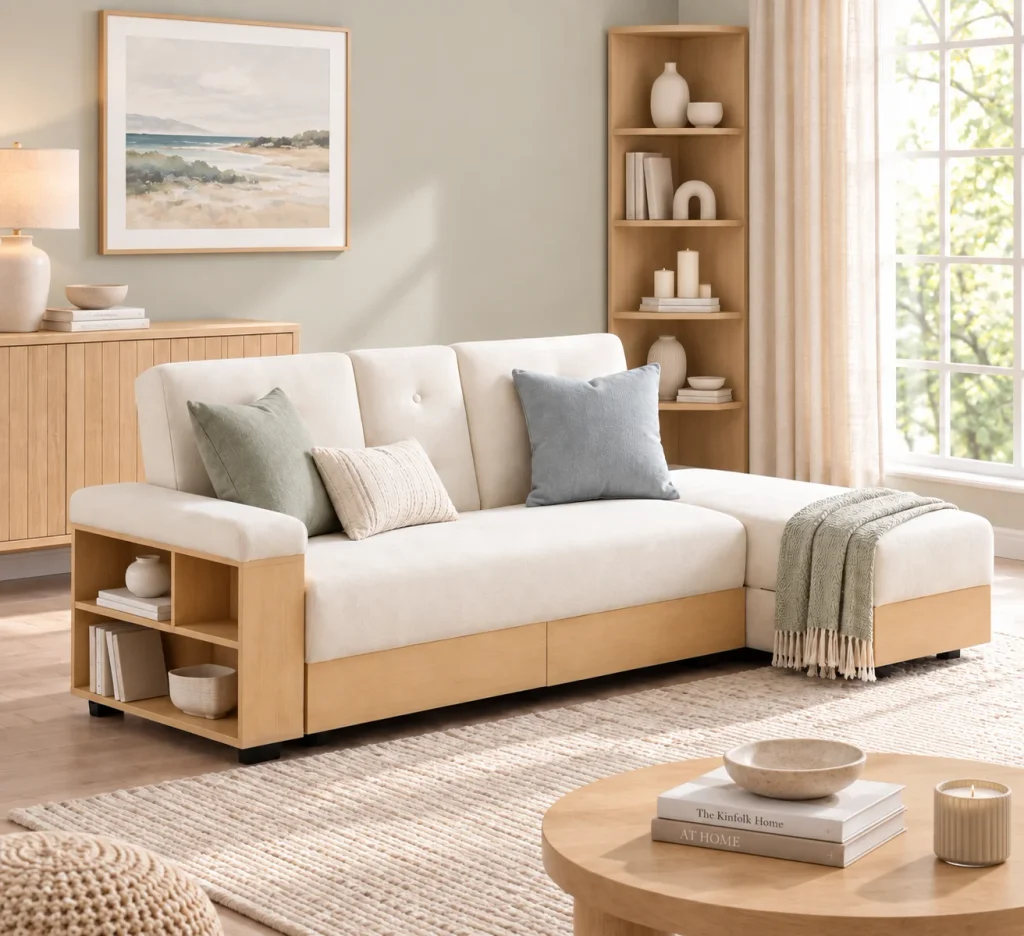 15 Studio Apartment Furniture Ideas to Make a Small Space Feel Bigger Sunlit Scandinavian Sectional Living Room