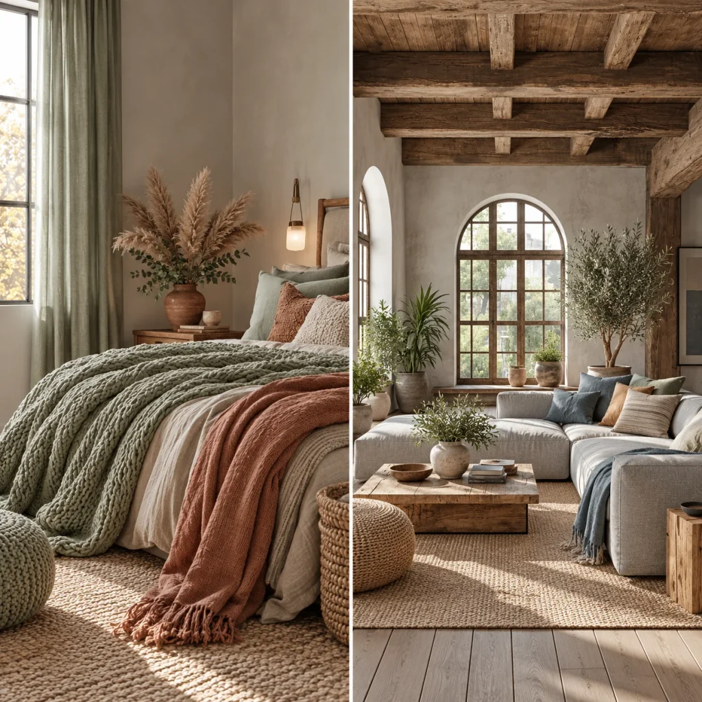 Warm Living Room And Bedroom Looks For Fall