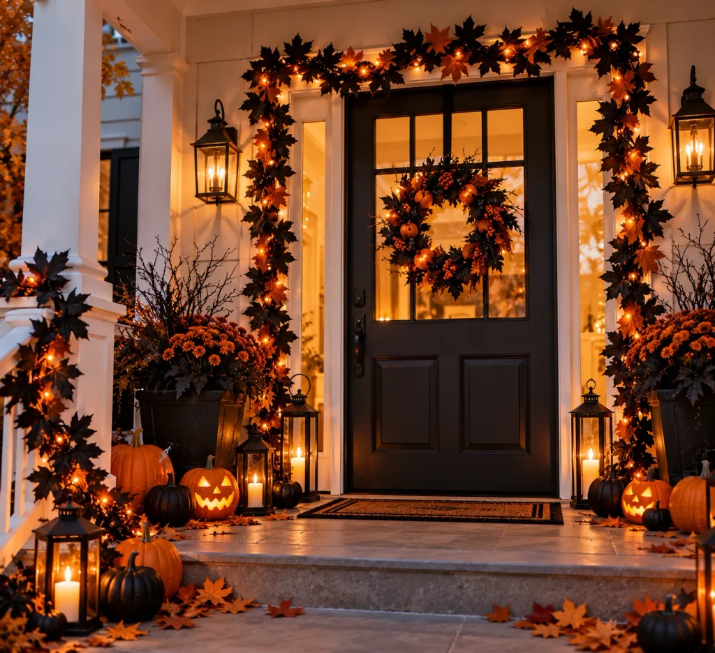 Halloween Porch Decor: 20 Spooky Ideas to Make Your Home the Talk of the Street Black Maple Leaf Garland