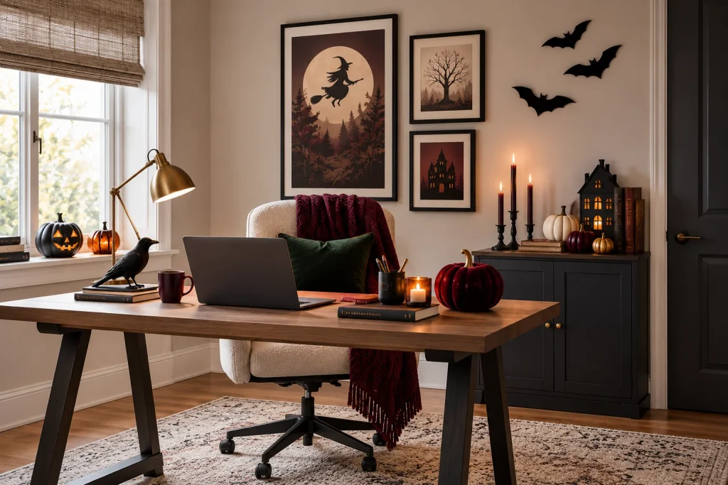 Halloween Home Office Decor Ideas That Still Look Like a Place You'd Want to Work Elegant Autumn Halloween Home Office Decor