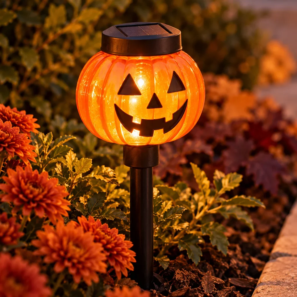Halloween Porch Decor: 20 Spooky Ideas to Make Your Home the Talk of the Street Glowing Pumpkin Garden Stake Light