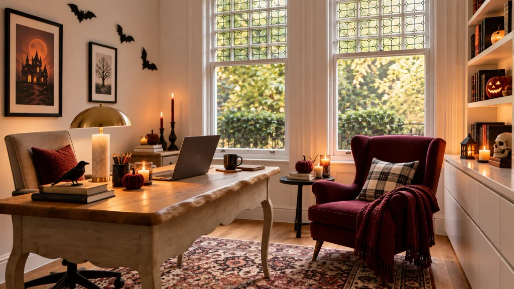 Halloween Home Office Decor Ideas That Still Look Like a Place You'd Want to Work Halloween Home Office Decor Ideas Lighting