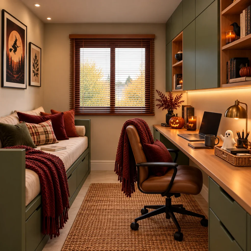 Halloween Home Office Decor Ideas That Still Look Like a Place You'd Want to Work Halloween Home Office Decor Ideas Texture Over Trinkets