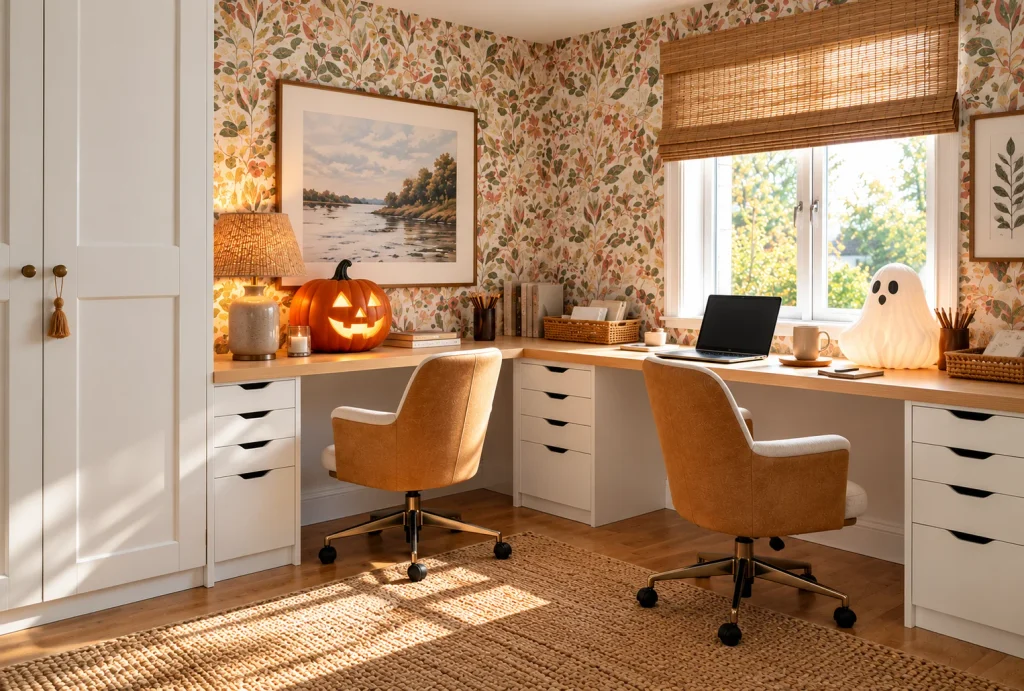 Halloween Home Office Decor Ideas That Still Look Like a Place You'd Want to Work Halloween Home Office Decor Ideas for Small and Shared Workspaces