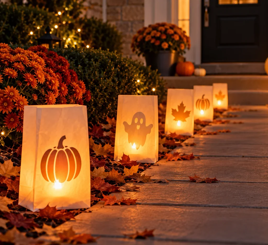 Halloween Porch Decor: 20 Spooky Ideas to Make Your Home the Talk of the Street Paper Luminaries Along the Walkway